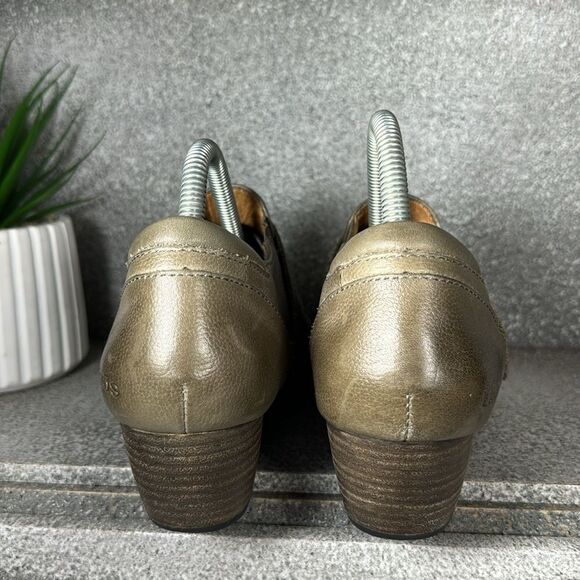 Taos Genuine Leather Splurge Pump Wedge Shoes Gray Leather Hook Loop Studded 9 - Picture 5 of 9